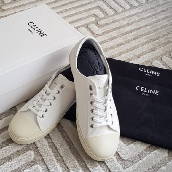 Celine Shoes - CELINE BLANK LOW LACE UP SNEAKER WITH TOE CAP